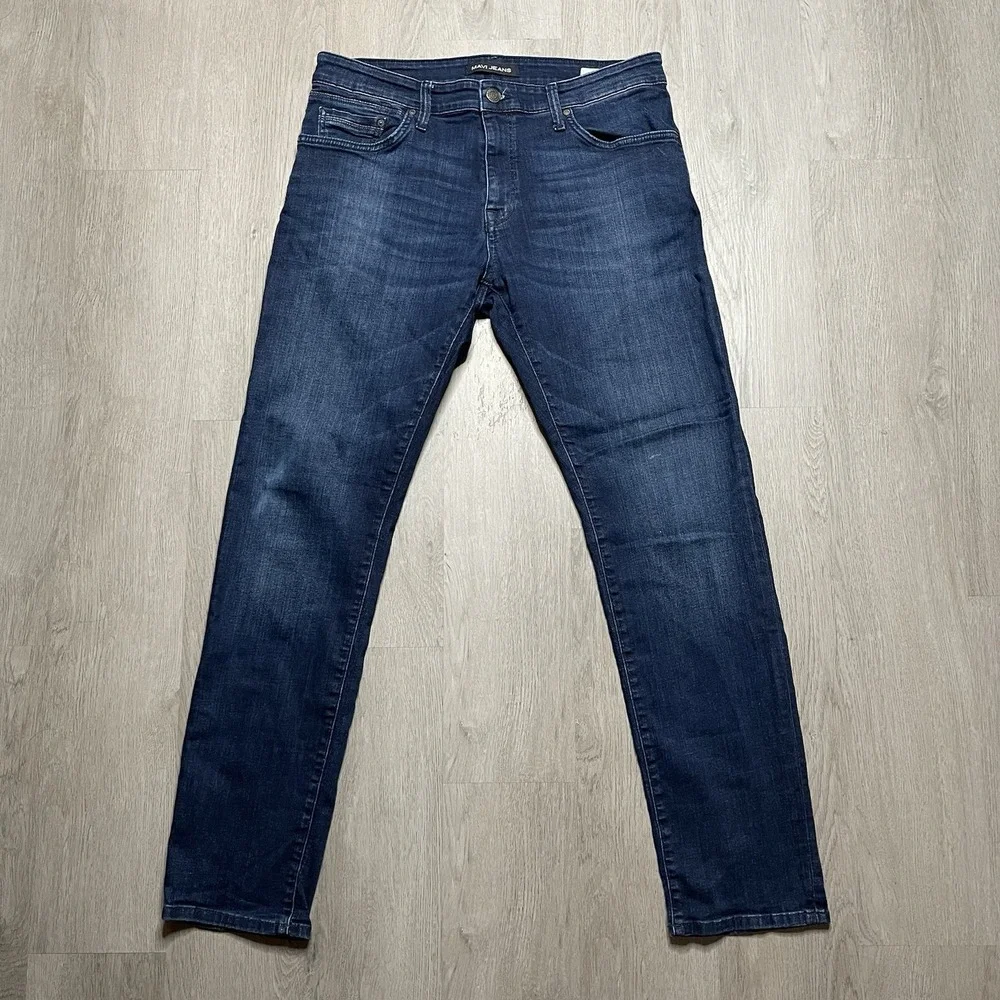 Mavi Jake Jeans Mens 34x31 Blue Slim Leg Cotton Blend Stretch Preppy Mid Rise